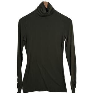 Ralph Lauren Rugby Size Small Army Green Ruched Long Sleeve Turtleneck Shirt